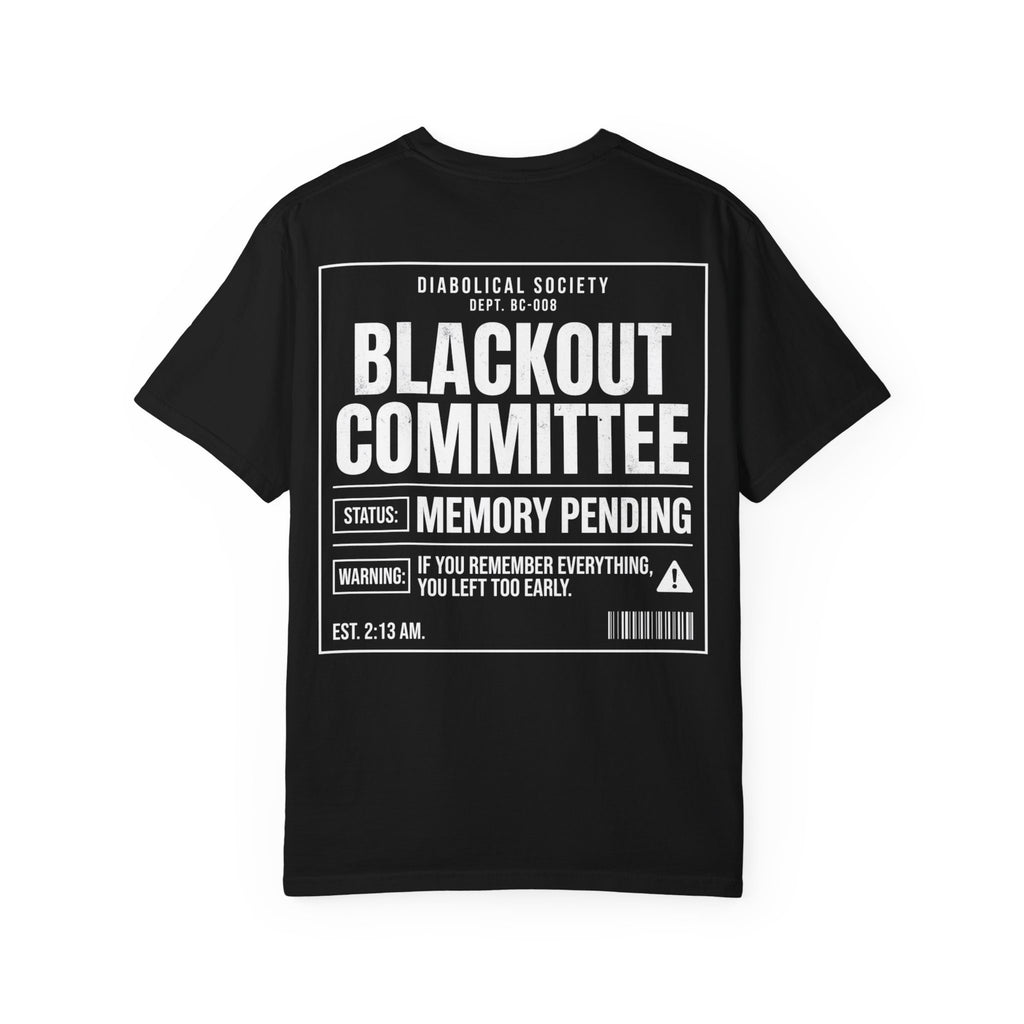 Blackout Committee T-Shirt — 'Diabolical Society' Graphic Tee
